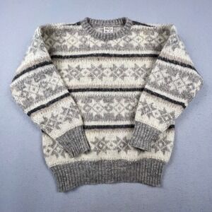 Hilda Ltd Sweater Womens M Grey Wool Fair Isle Icelandic Nordic Pullover Jersey